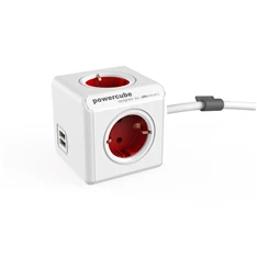 Allocacoc PowerCube Extended USB 1,5m 4-es piros/fehér USB-s elosztó