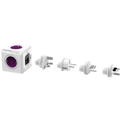 Allocacoc PowerCube ReWirable 5-ös lila/fehér hálózati elosztó 4 cserélhető dugóval