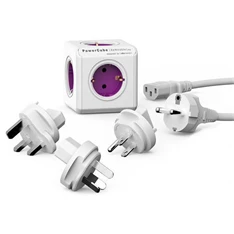Allocacoc PowerCube ReWirable 5-ös lila/fehér hálózati elosztó 3 cserélhető dugóval + tápkábel