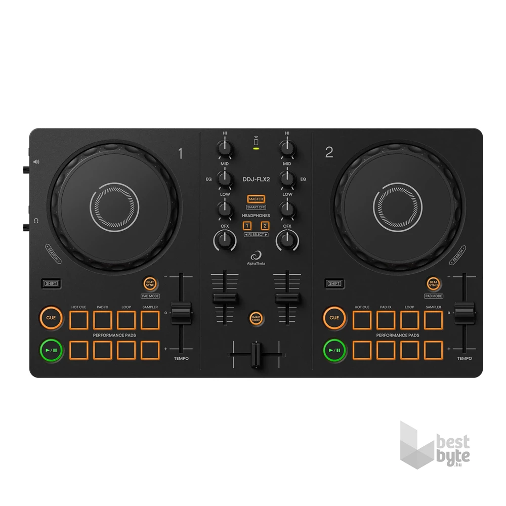 AlphaTheta DDJ-FLX2 fekete kétcsatornás DJ kontroller
