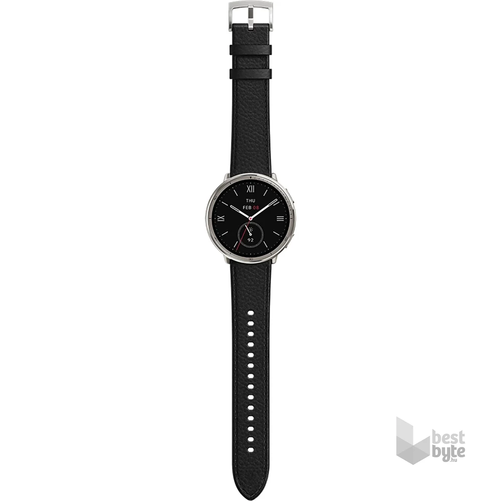 Amazfit Active 2 NFC fekete bőr szíjas okosóra