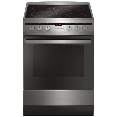 Amica 54037 inox, szabadonálló, kerámialapos, elektromos, főzőzóna: 4, sütő:66L, grill, tűzhely