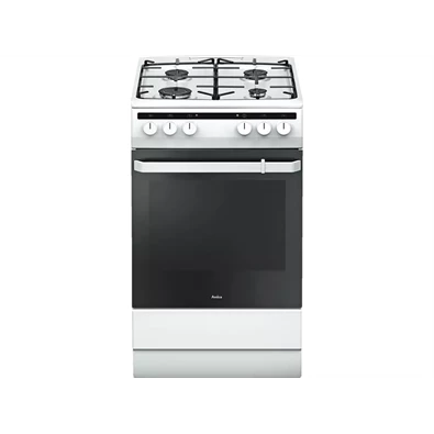 Amica 55343 fehér, szabadonálló, gáz, kombinált, főzőzóna: 4, sütő:62L, grill, tűzhely (Újszerű)
