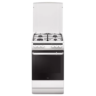 Amica 55343 fehér, szabadonálló, gáz, kombinált, főzőzóna: 4, sütő:62L, grill, tűzhely (Újszerű)