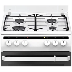 Amica 55343 fehér, szabadonálló, gáz, kombinált, főzőzóna: 4, sütő:62L, grill, tűzhely (Újszerű)