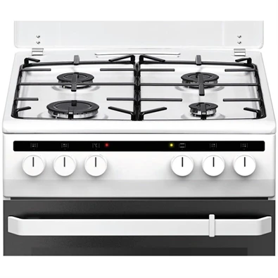 Amica 55343 fehér, szabadonálló, gáz, kombinált, főzőzóna: 4, sütő:62L, grill, tűzhely (Újszerű)