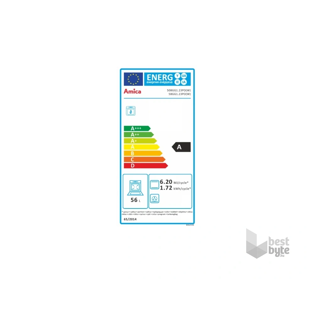 Amica 55346 fehér, szabadonálló, gáz, főzőzóna: 4, sütő:58L, tűzhely