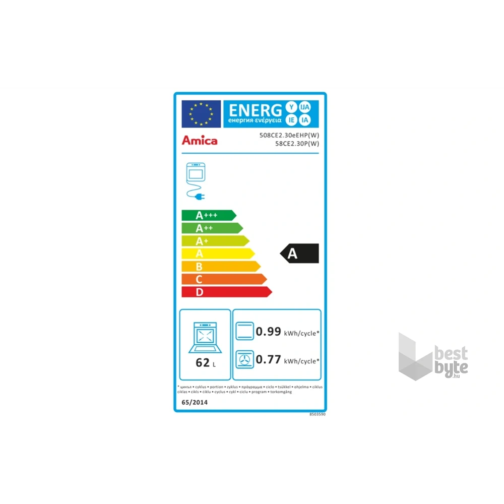 Amica 55353 fehér, szabadonálló, kerámialapos, elektromos, főzőzóna: 4, sütő:65L, grill, tűzhely