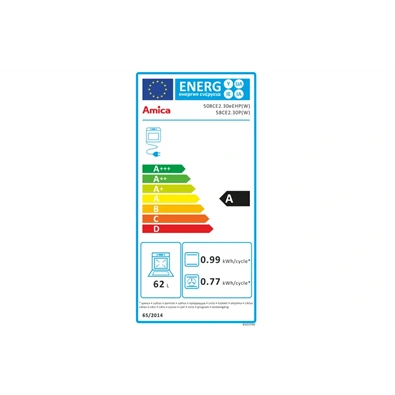 Amica 55353 fehér, szabadonálló, kerámialapos, elektromos, főzőzóna: 4, sütő:65L, grill, tűzhely