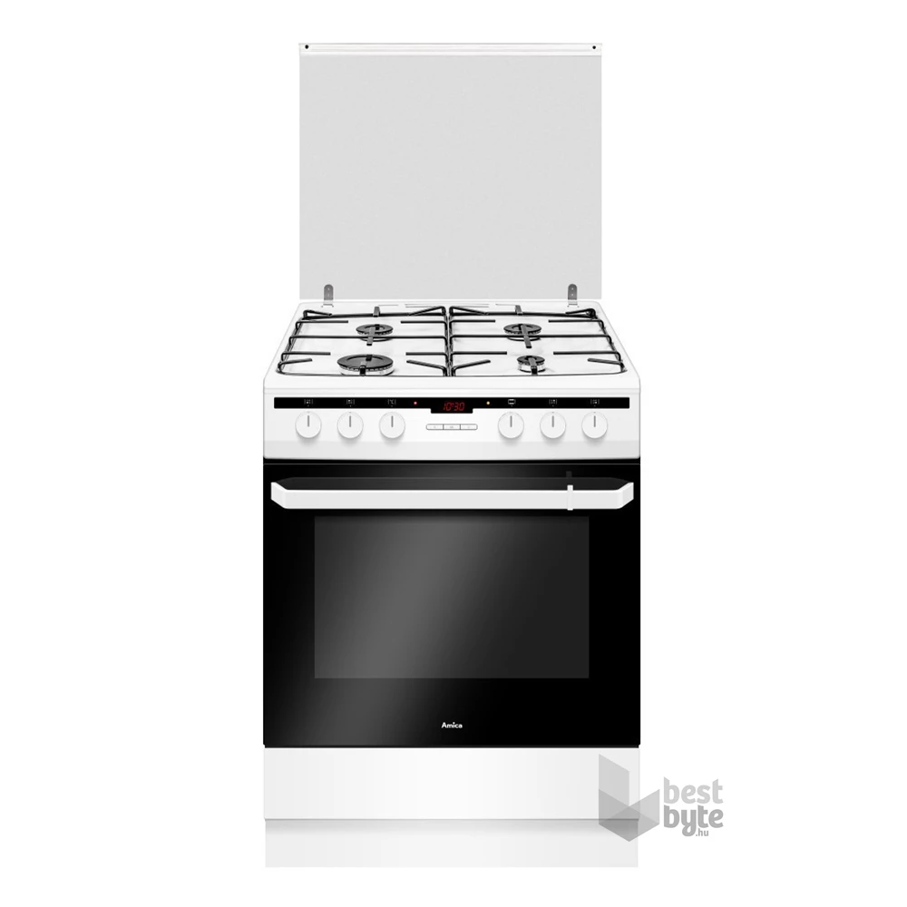 Amica 55700 fehér, szabadonálló, gáz, kombinált, főzőzóna: 4, sütő:62L, grill, tűzhely