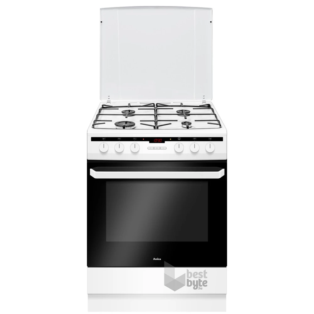 Amica 55700 fehér, szabadonálló, gáz, kombinált, főzőzóna: 4, sütő:62L, grill, tűzhely