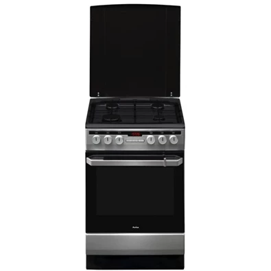 Amica 56013 inox, szabadonálló, gáz, kombinált, főzőzóna: 4, sütő:65L, grill, tűzhely