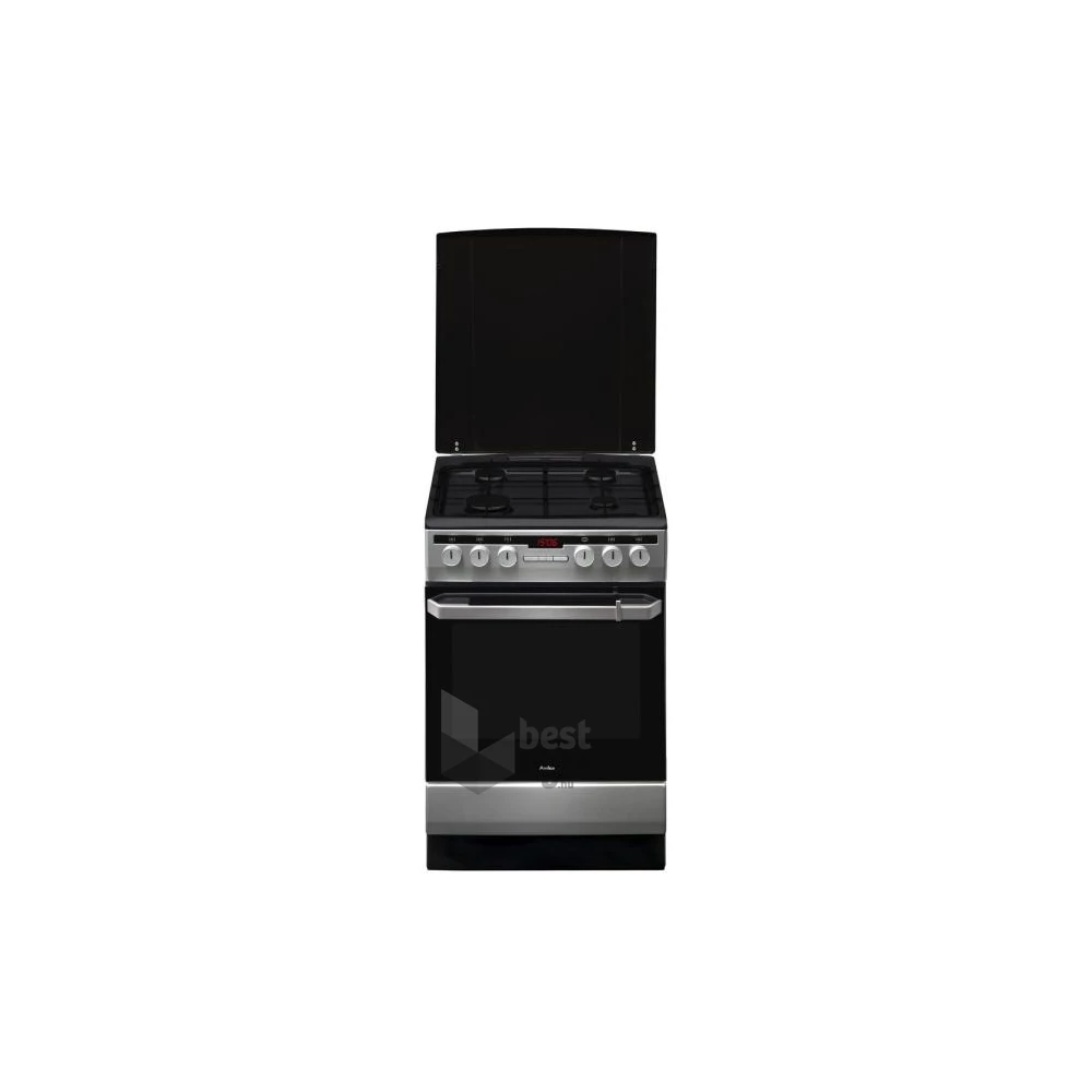 Amica 56013 inox, szabadonálló, gáz, kombinált, főzőzóna: 4, sütő:65L, grill, tűzhely