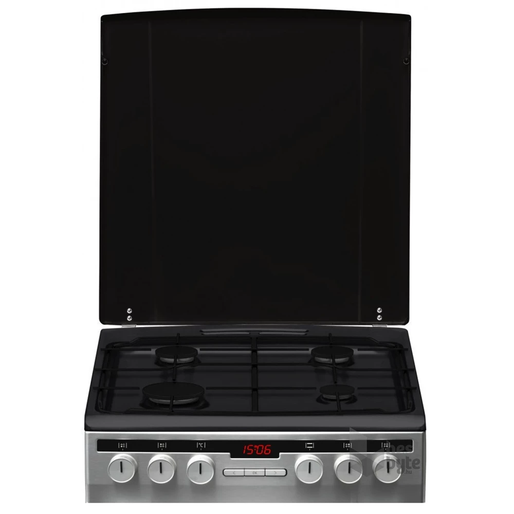 Amica 56013 inox, szabadonálló, gáz, kombinált, főzőzóna: 4, sütő:65L, grill, tűzhely
