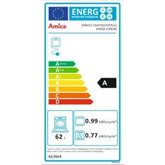 Amica 56013 inox, szabadonálló, gáz, kombinált, főzőzóna: 4, sütő:65L, grill, tűzhely