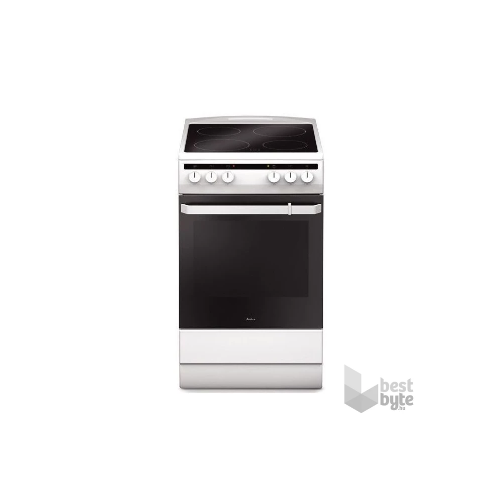 Amica 55353 fehér, szabadonálló, kerámialapos, elektromos, főzőzóna: 4, sütő:65L, grill, tűzhely