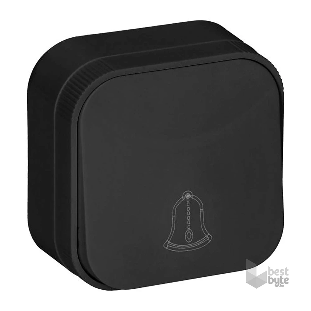 Anco 7204B IP20 falon kívüli fekete nyomó kapcsoló csengő jellel