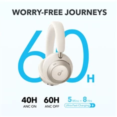 Anker A3062G21 Soundcore Space One Pro aktív zajszűrős krémfehér vezeték nélküli fejhallgató