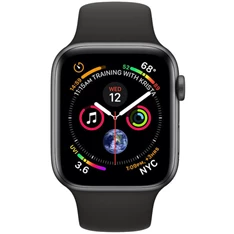 Apple Watch S4 44mm asztroszürke alumíniumtok, fekete sportszíjas okosóra
