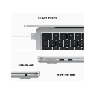 Apple MacBook Air 2022 laptop (13,6"/M2 chip/10 magos GPU/8GB RAM/512GB SSD/Cseh/Felújított,batteryCARE+) - ezüst