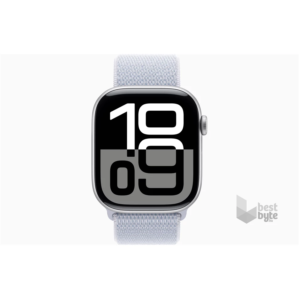 Apple Watch S10 GPS (46mm) ezüst alumínium tok, fakókék sportszíj okosóra
