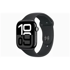 Apple Watch S10 GPS (46mm) kozmoszfekete alumínium tok, fekete sportszíj (M/L) okosóra