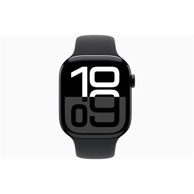 Apple Watch S10 GPS (46mm) kozmoszfekete alumínium tok, fekete sportszíj (M/L) okosóra