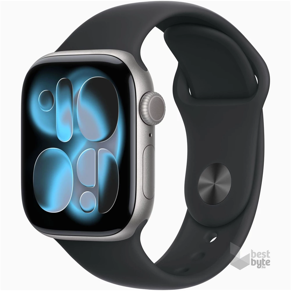 Apple Watch S11 GPS-es (42mm) asztroszürke alumínium tok, fekete M/L sportszíjas okosóra