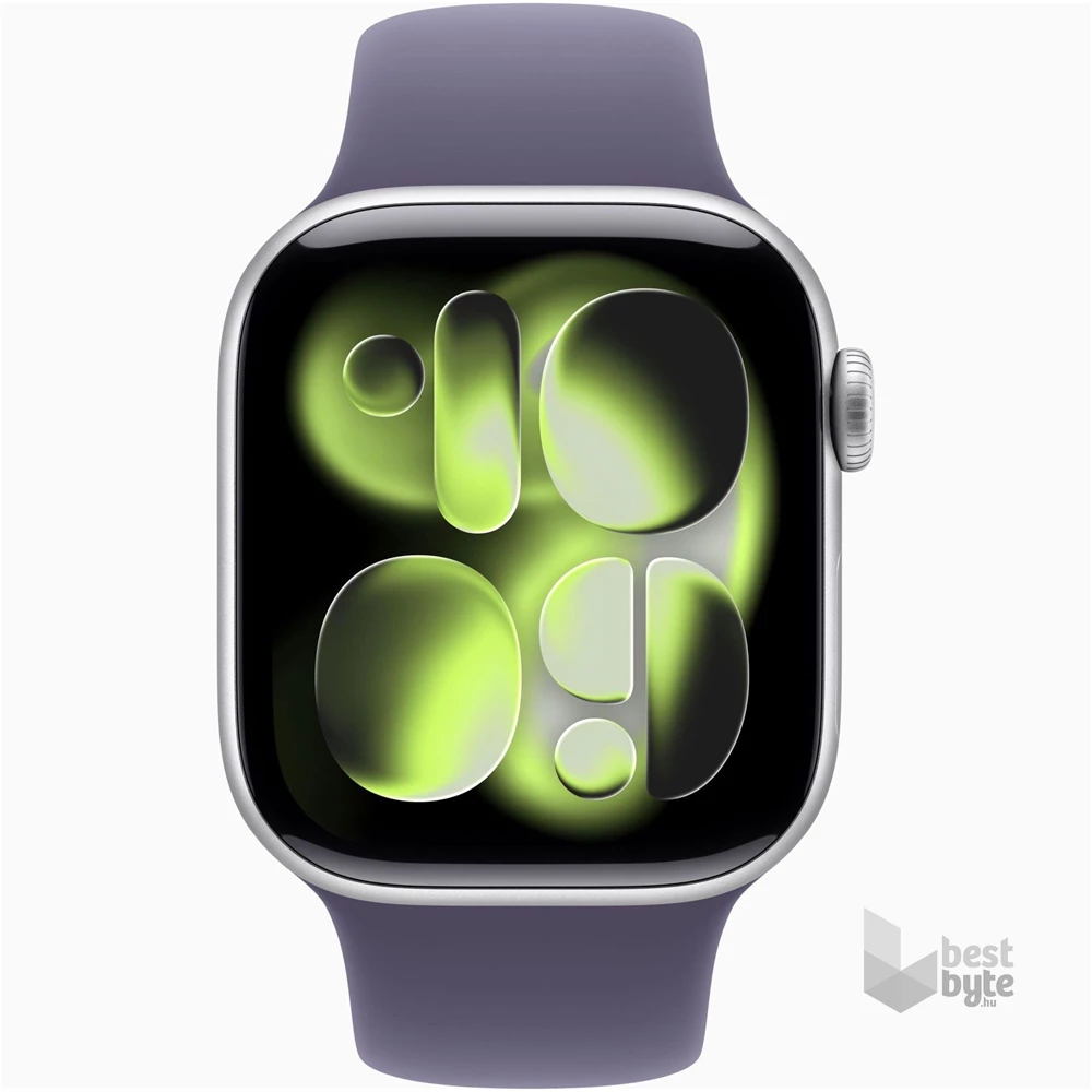 Apple Watch S11 GPS-es (42mm) ezüst alumínium tok, ködös lila M/L sportszíjas okosóra