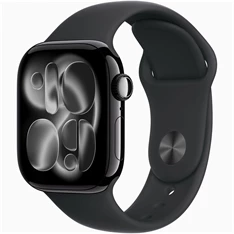 Apple Watch S11 GPS-es (42mm) kozmoszfekete alumínium tok, fekete S/M sportszíjas okosóra