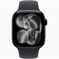 Apple Watch S11 GPS-es (42mm) kozmoszfekete alumínium tok, fekete S/M sportszíjas okosóra
