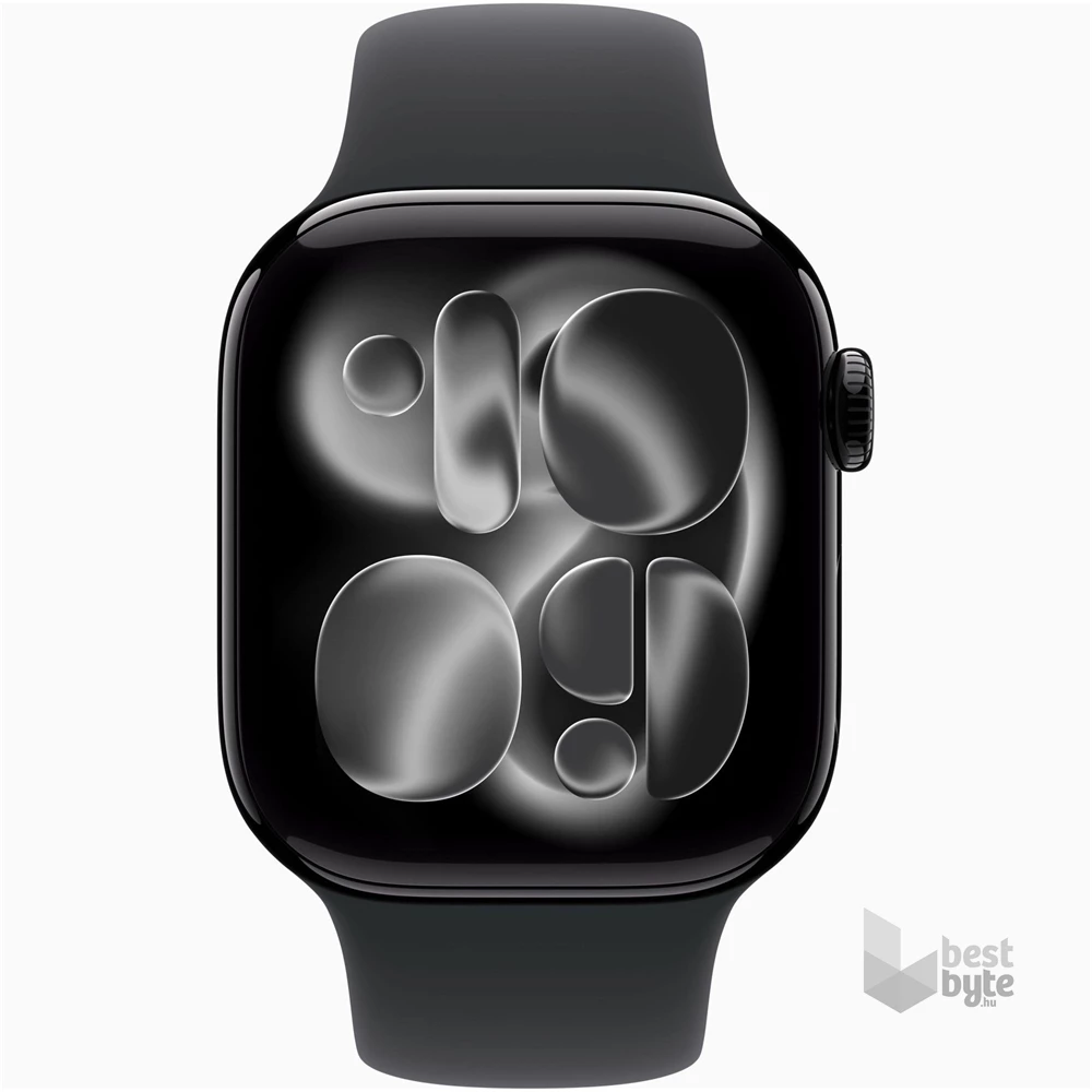 Apple Watch S11 GPS-es (42mm) kozmoszfekete alumínium tok, fekete S/M sportszíjas okosóra