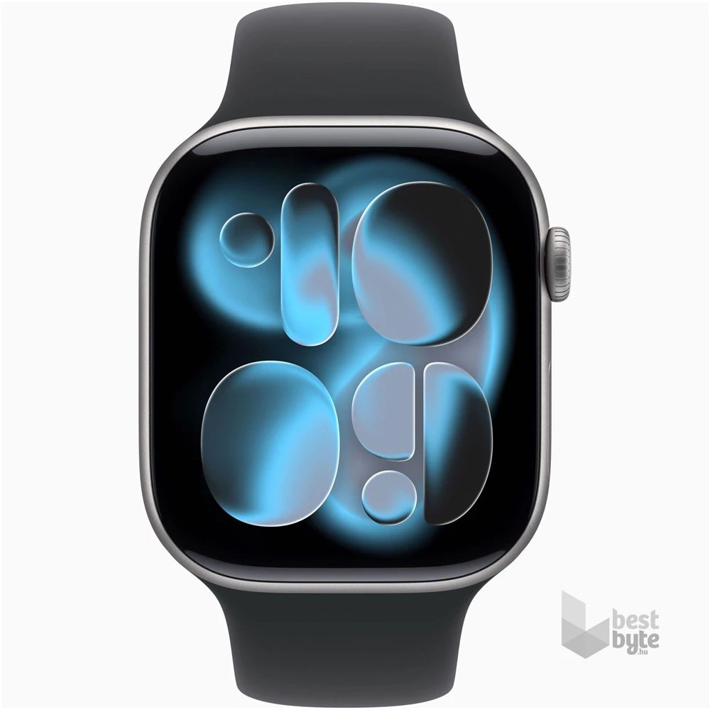 Apple Watch S11 GPS-es (46mm) asztroszürke alumínium tok, fekete S/M sportszíjas okosóra