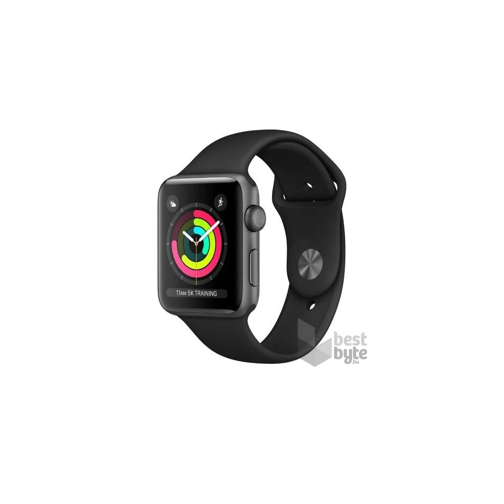 Apple Watch S3 38mm asztroszürke alumíniumtok, fekete sportszíjas okosóra