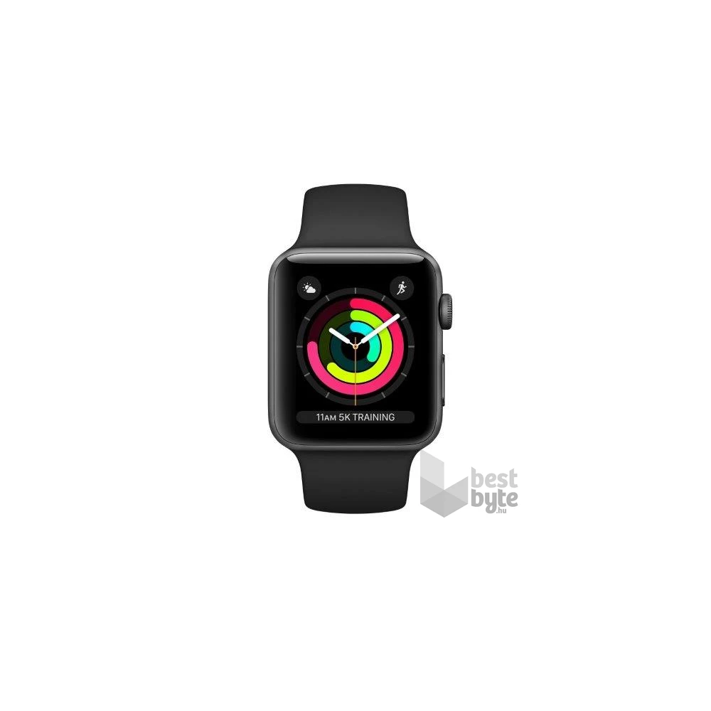 Apple Watch S3 38mm asztroszürke alumíniumtok, fekete sportszíjas okosóra