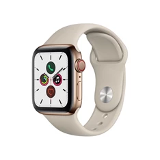 Apple Watch S5 40mm GPS + Cellular arany rozsdamentes acél tok, kavicsszürke sportszíjas okosóra