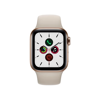 Apple Watch S5 40mm GPS + Cellular arany rozsdamentes acél tok, kavicsszürke sportszíjas okosóra