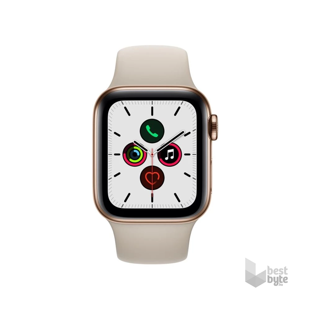 Apple Watch S5 40mm GPS + Cellular arany rozsdamentes acél tok, kavicsszürke sportszíjas okosóra