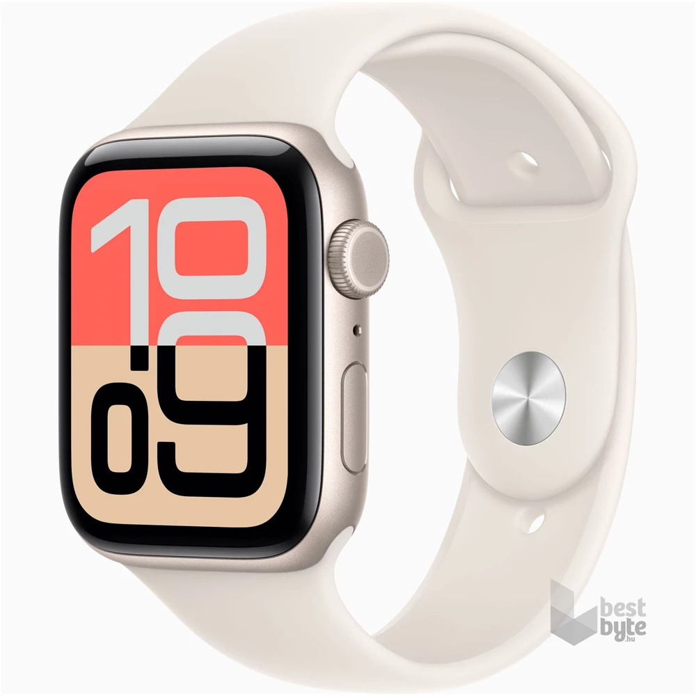 Apple Watch SE3 Cellular (44mm) csillagfény alumínium tok, csillagfény S/M sportszíjas okosóra