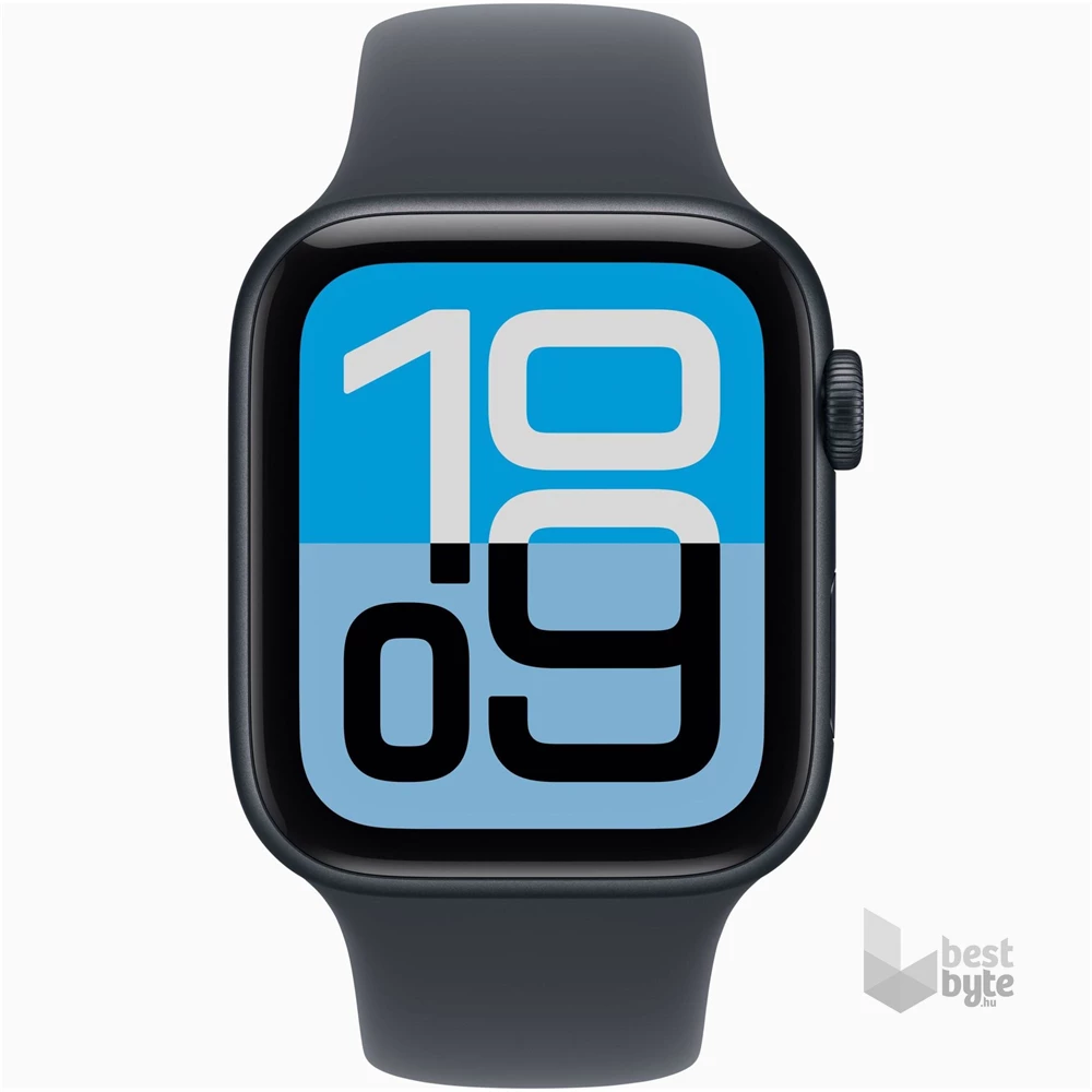 Apple Watch SE3 GPS-es (44mm) éjfekete alumínium tok, éjfekete S/M sportszíjas okosóra