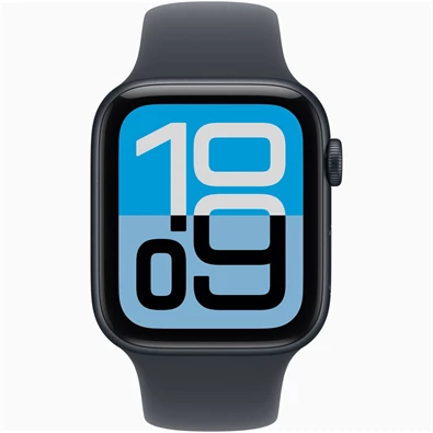 Apple Watch SE3 GPS-es (44mm) éjfekete alumínium tok, éjfekete S/M sportszíjas okosóra