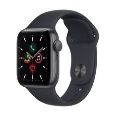Apple Watch SE (v2) GPS-es (40mm) asztroszürke alumínium tok, éjfekete szilikon sportszíjas okosóra
