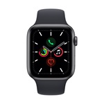Apple Watch SE (v2) GPS-es (44mm) asztroszürke alumínium tok, éjfekete szilikon sportszíjas okosóra