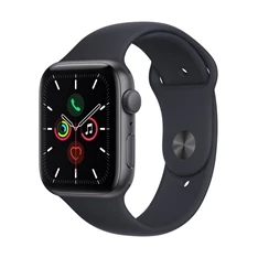 Apple Watch SE (v2) GPS-es (44mm) asztroszürke alumínium tok, éjfekete szilikon sportszíjas okosóra