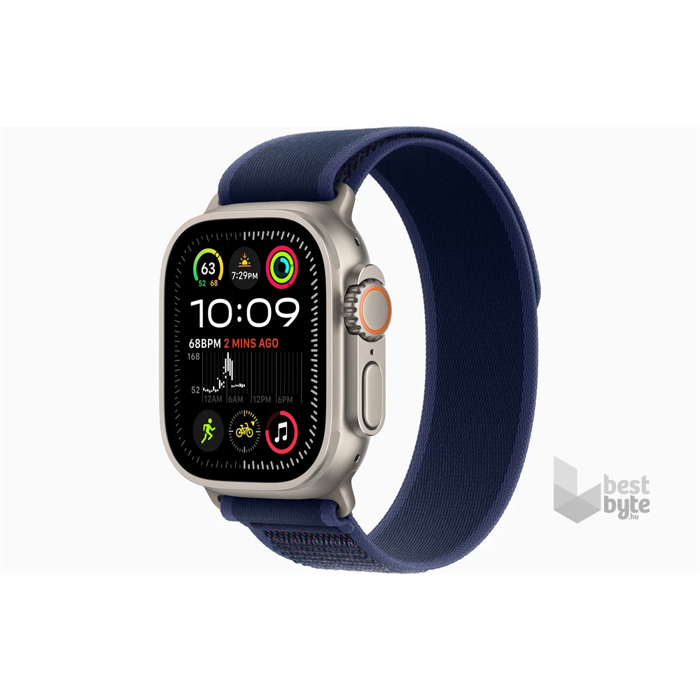 Apple Watch Ultra2 v2 Cellular (49mm) natúr titán tok, kék terep pánt (S/M) okosóra