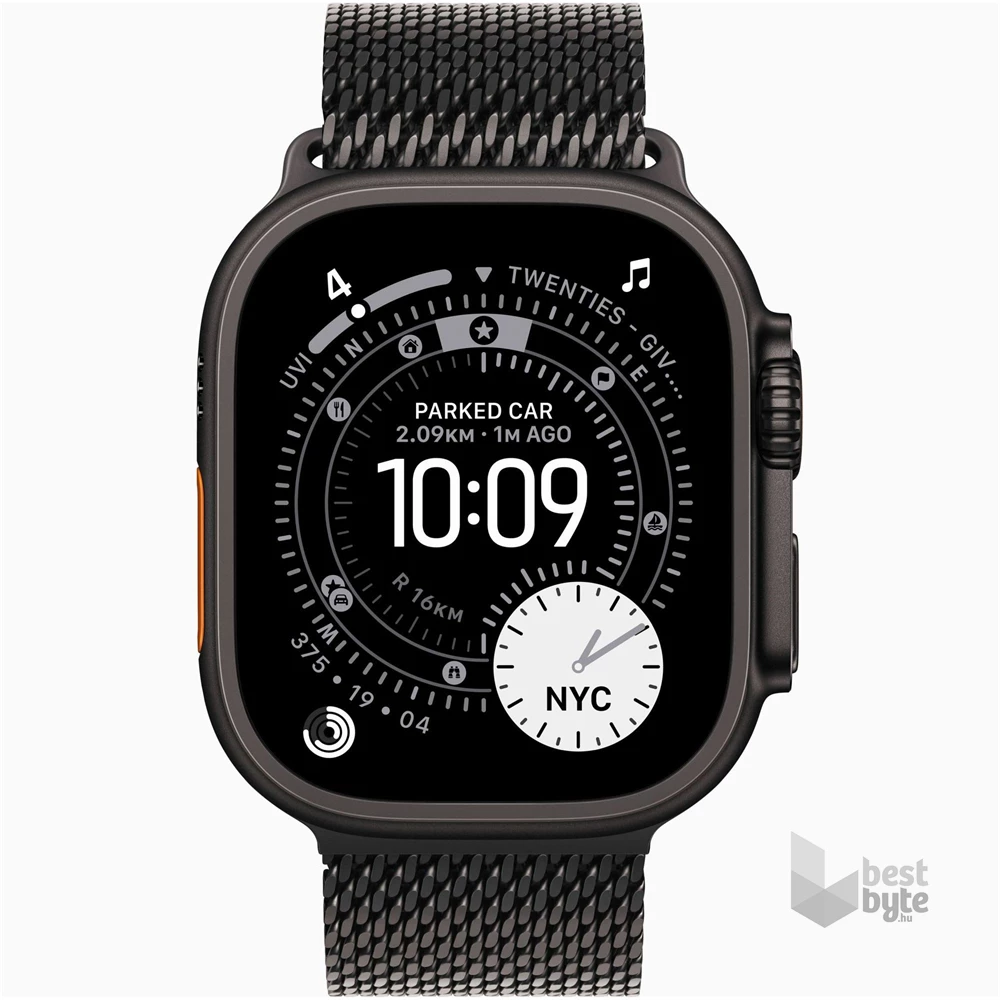 Apple Watch Ultra 3 Cellular (49mm) fekete titánium tok, fekete L milánói szíjas okosóra