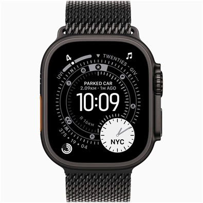 Apple Watch Ultra 3 Cellular (49mm) fekete titánium tok, fekete L milánói szíjas okosóra