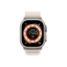 Apple Watch Ultra Cellular (49mm) ezüst titánium tok, fehér alpesi pánt (M) okosóra