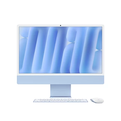 Apple iMac 24"4,5K Retina/M4 chip 8 magos CPU és GPU/16GB/256GB SSD/kék All-in-One asztali számítógép