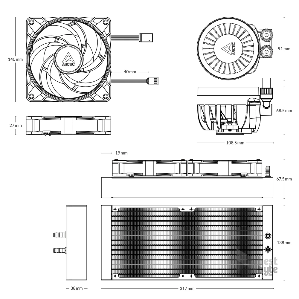 Arctic Liquid Freezer III - 280 A-RGB fehér processzor hűtő